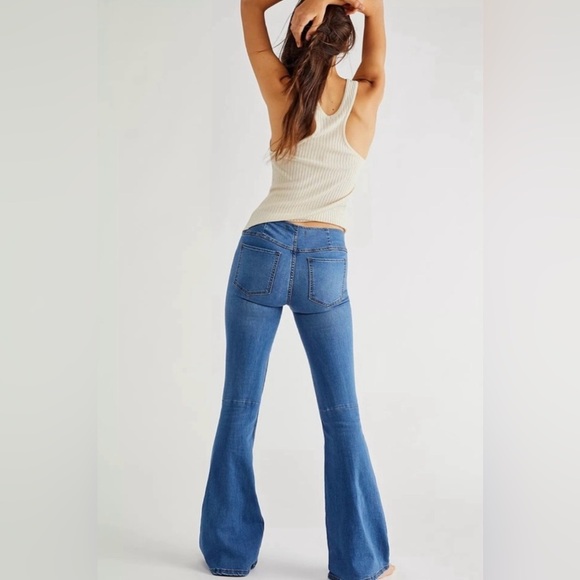 Free people we the free penny flare elastic waist jeans size 2 - Picture 2 of 14